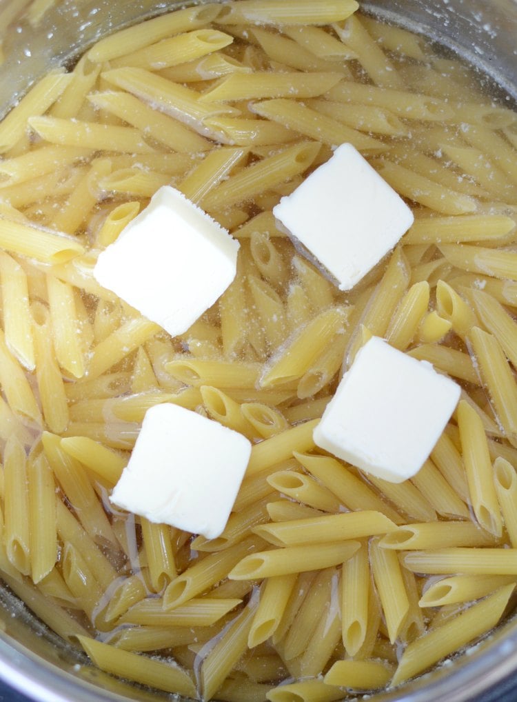 instant pot penne pasta and butter in pot