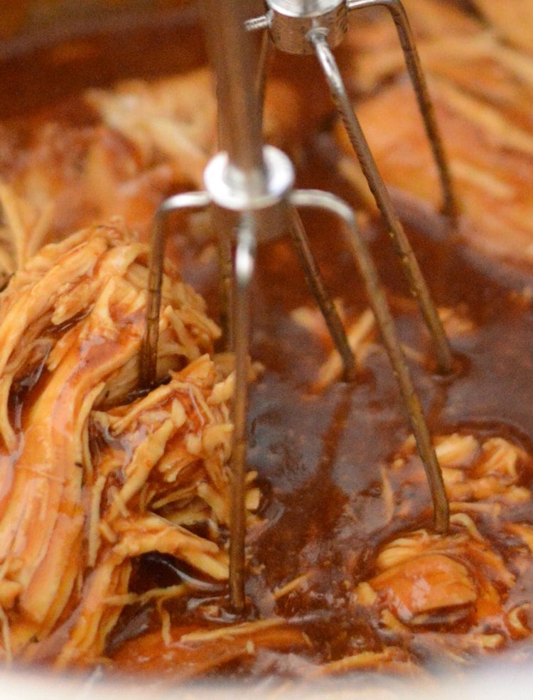 shred bbq chicken with mixer in Instant Pot