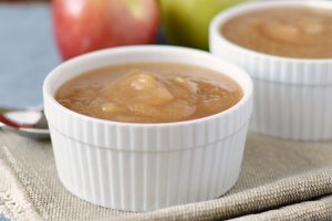 instant pot applesauce in white bowls