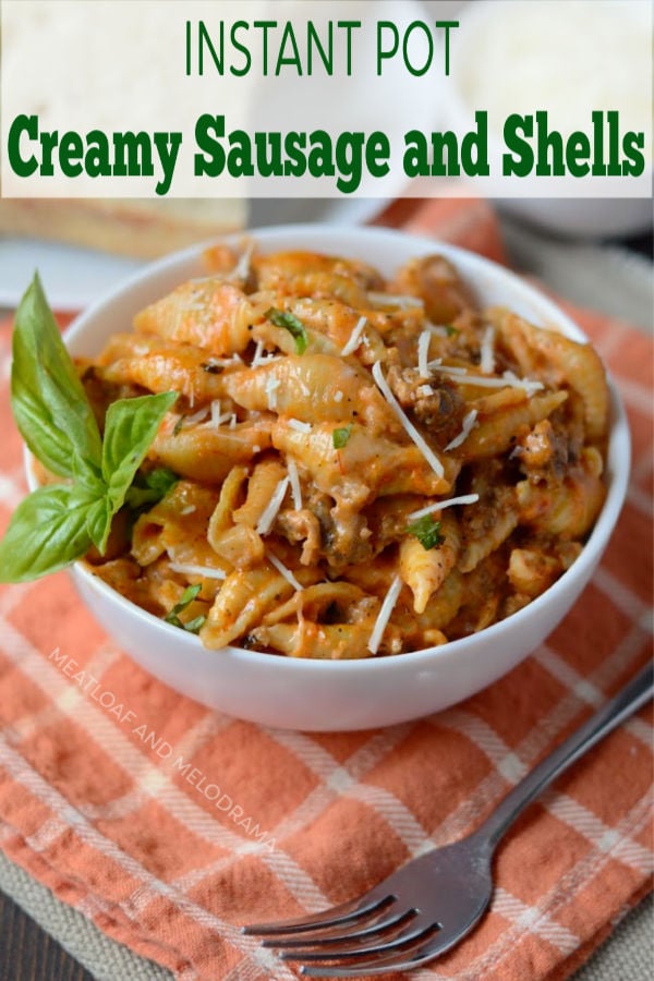 Instant Pot Creamy Sausage and Shells made with Italian sausage and pasta in a tomato cream sauce