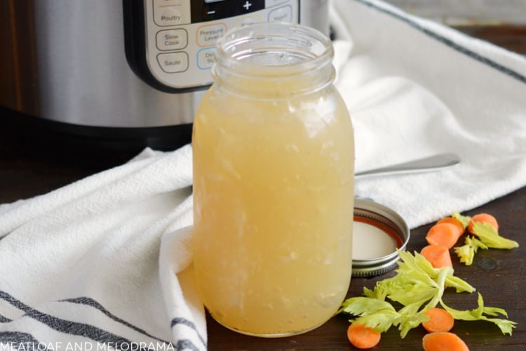 instant pot turkey stock bone broth in mason jar