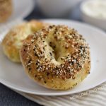 2 ingredient bagels on a white plate