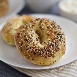 2 ingredient bagels on a white plate