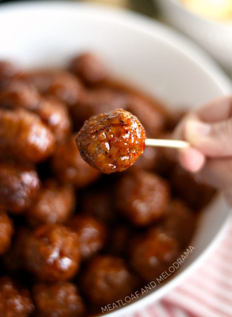 instant pot grape jelly meatball on toothpick