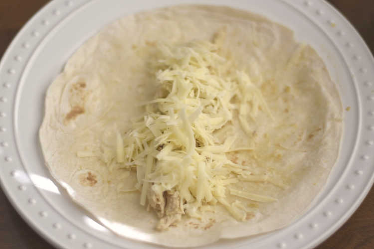 chicken and monterey jack cheese in flour tortilla