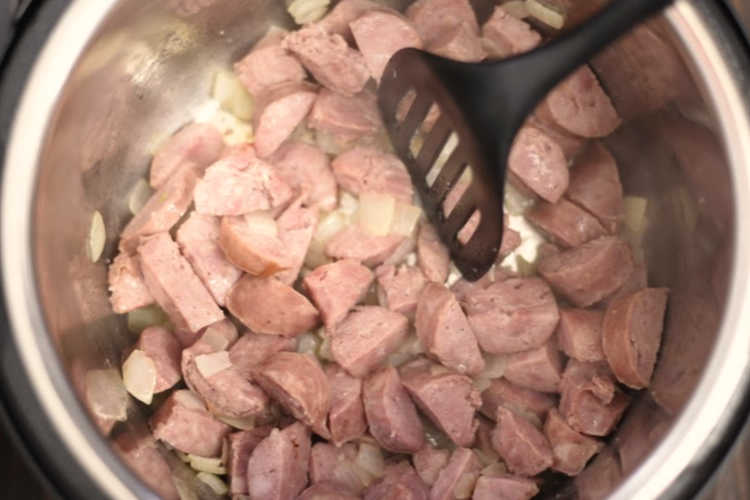 saute onions and kielbasa for instant pot potato soup