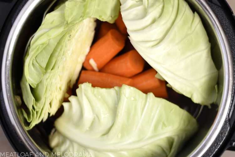 cabbage wedges and carrots in instant pot