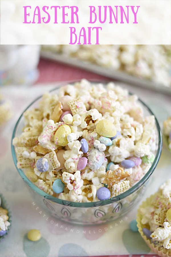 easter bunny bait snack mix in bowl