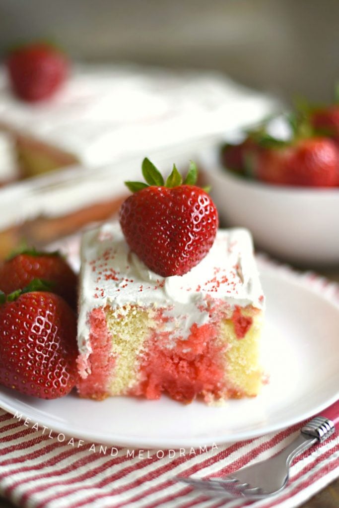 Strawberry Jello Poke Cake - Meatloaf and Melodrama