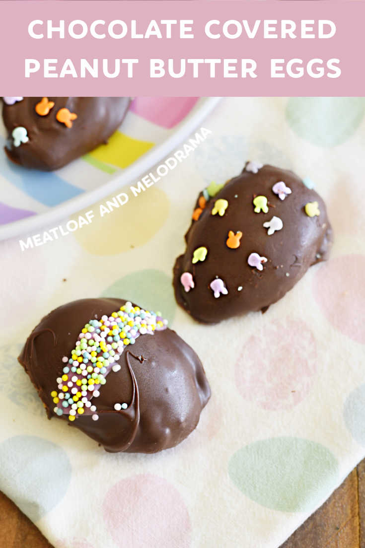 This Homemade Chocolate Peanut Butter Eggs recipe makes an easy Easter dessert or treat! Only 4 ingredients and better than store bought! via @meamel