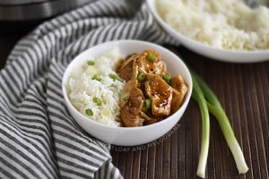 instant pot teriyaki chicken and rice in bowl
