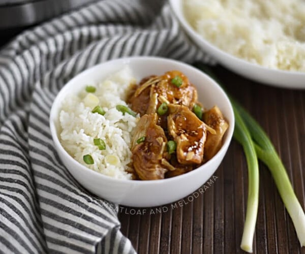 instant pot teriyaki chicken and rice in bowl