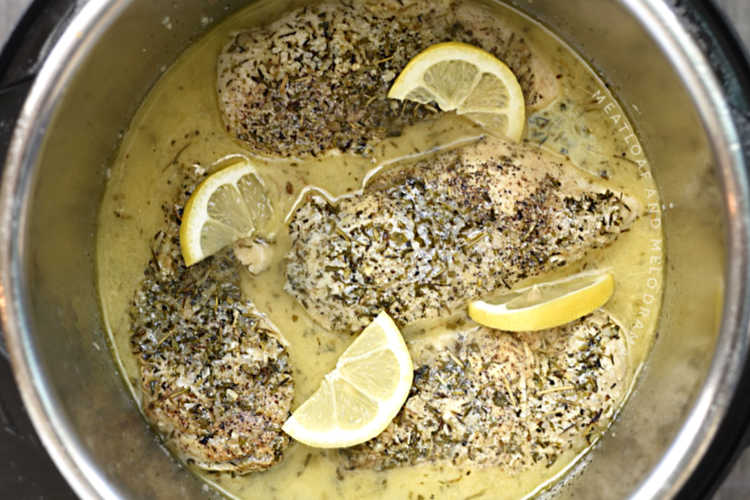 creamy lemon garlic chicken breasts in instant pot