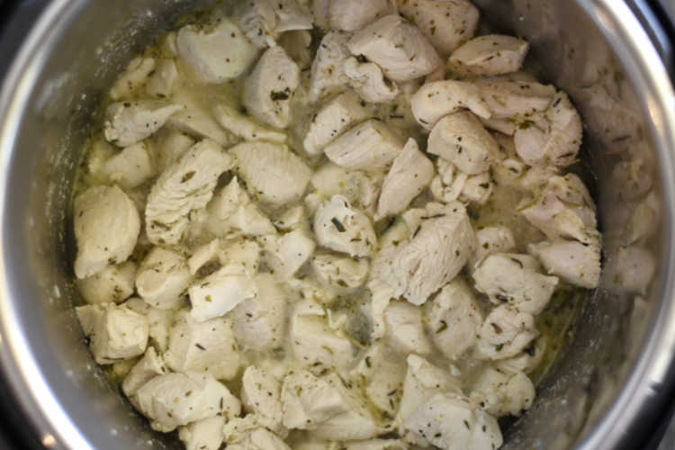 cooked cubed chicken in the instant pot