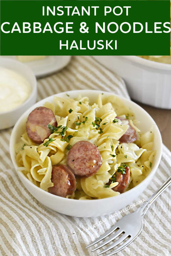 Instant Pot cabbage and egg noodles with kielbasa