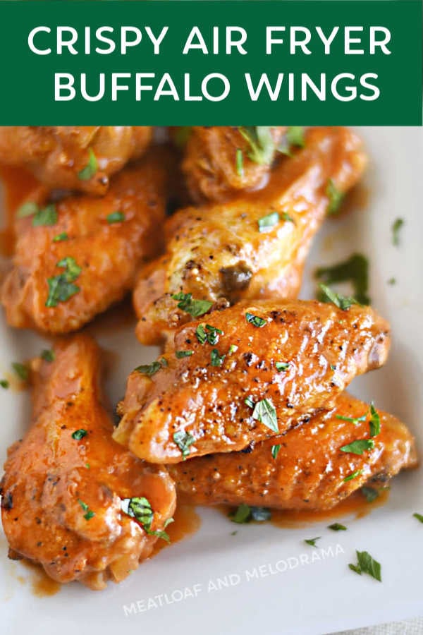 crispy air fryer buffalo wings with parsley flakes