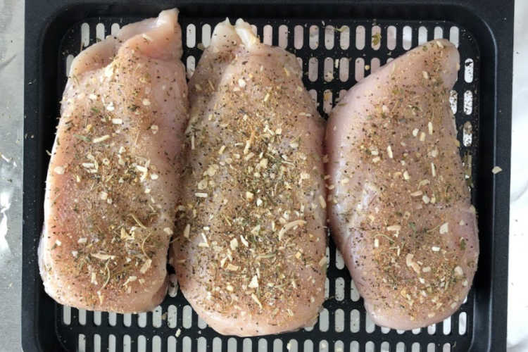 seasoned chicken breasts on air fryer baking rack instant pot vortex