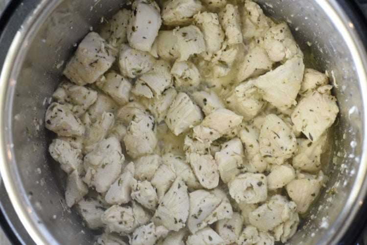 cut up cooked chicken breasts in the instant pot pressure cooker