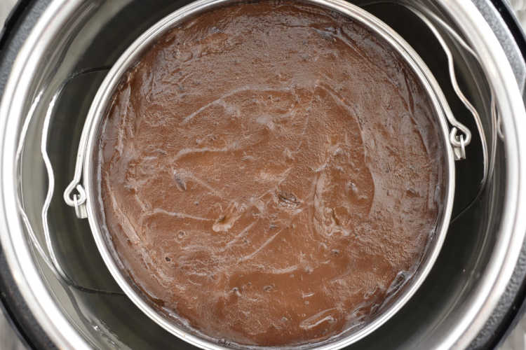 baked chocolate cheesecake inside the Instant Pot