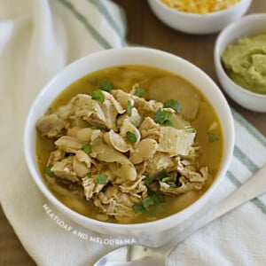 pork chili verde in white bowl