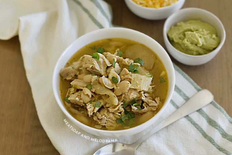 pork chili verde in white bowl