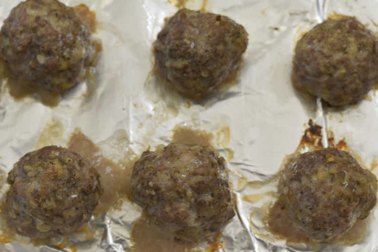 oven baked meatballs on baking sheet