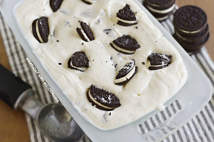 oreo ice cream in loaf pan
