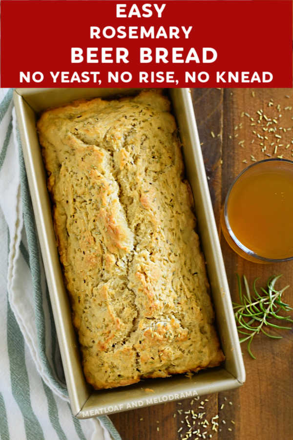 close up of beer bread in a loaf pan