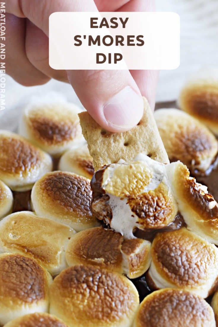 Make super Easy S'mores Dip in the oven with only 3 ingredients in just a few minutes. Perfect for a simple summer dessert or snack! via @meamel