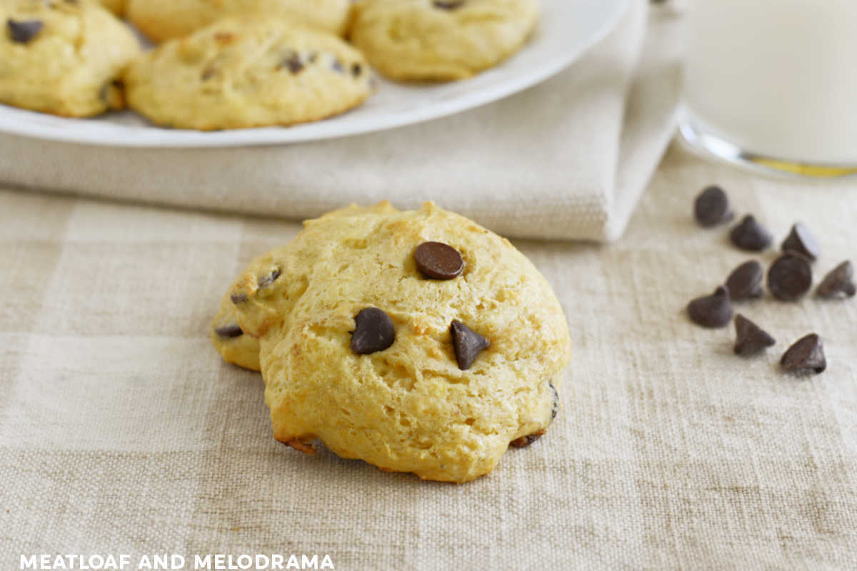 cake mix banana cookies with chocolate chips on the table