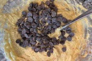 chocolate chips in cookie batter
