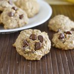 banana oatmeal cookies with chocolate chips on the table