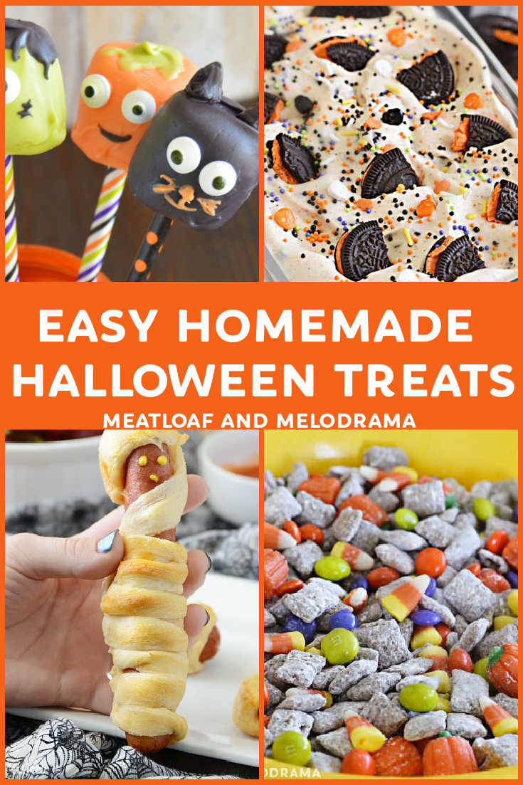 Easy Homemade Halloween Treats that are perfect for kids and adults to make at home this year. These simple recipes are cute and fun for a small celebration! via @meamel