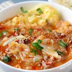 close up of instant pot cabbage roll soup