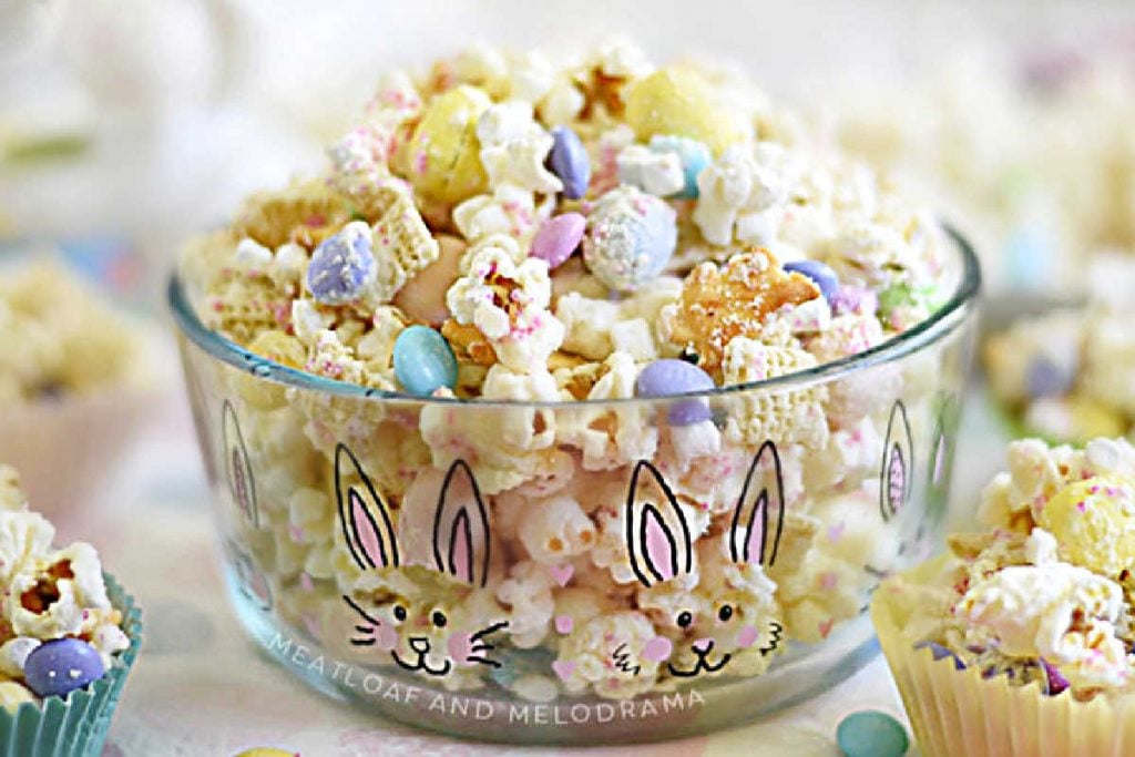 Bunny bait popcorn in bunny bowl