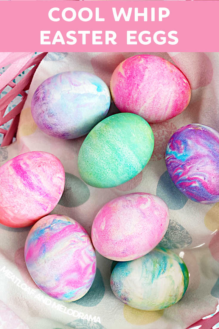Cool Whip Easter Eggs made with food coloring and whipped topping are a quick and easy way to dye hard boiled eggs for Easter.  via @meamel