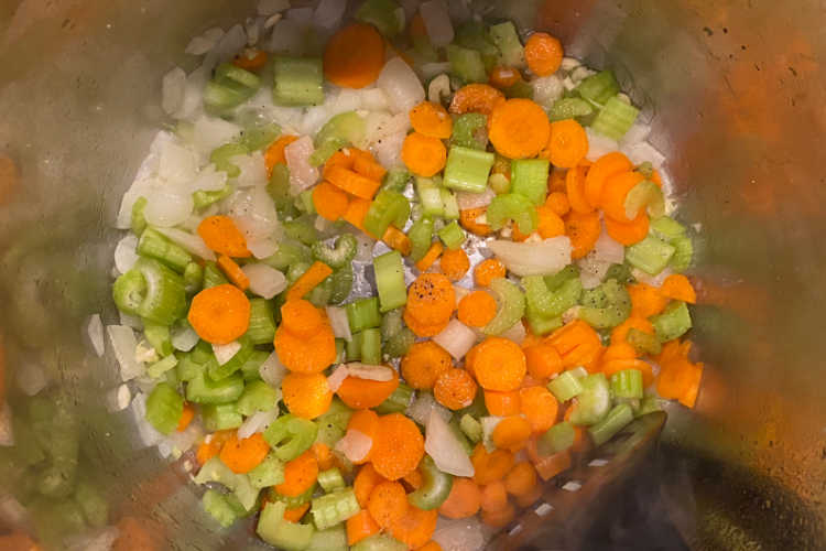 sauté onions, carrots and celery in instant pot