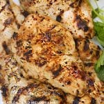 Italian dressing chicken with parsley close up