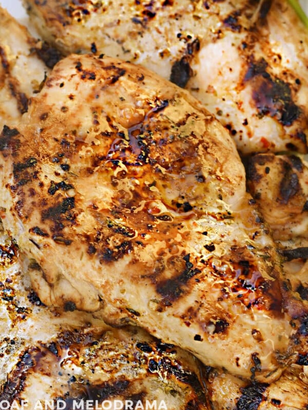 Italian dressing chicken with parsley close up