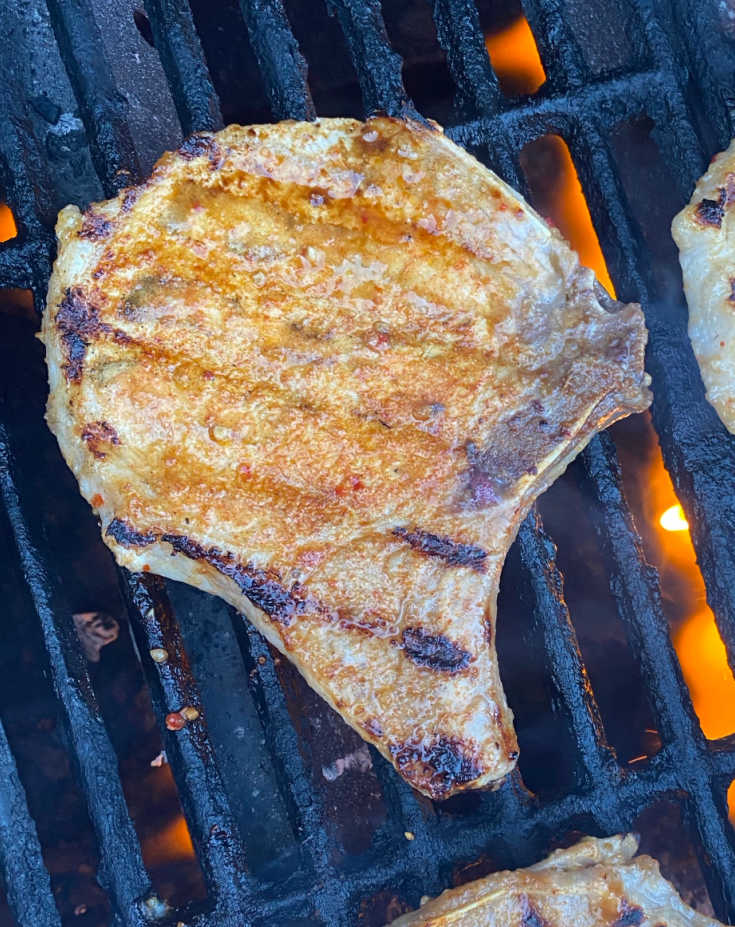 bone in pork chop on gas grill