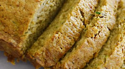 close up of zucchini bread loaf slices