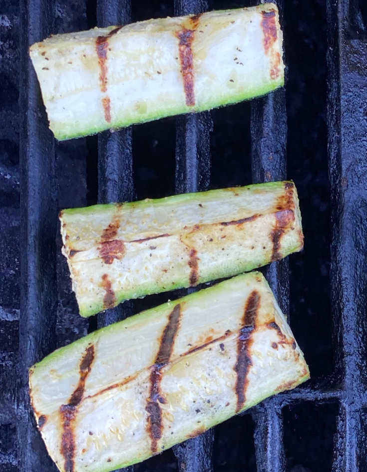 zucchini spears on grill