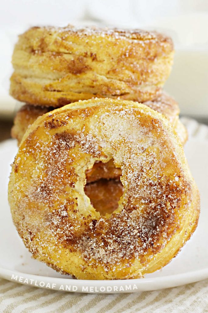 air fried cinnamon sugar biscuit donuts stack