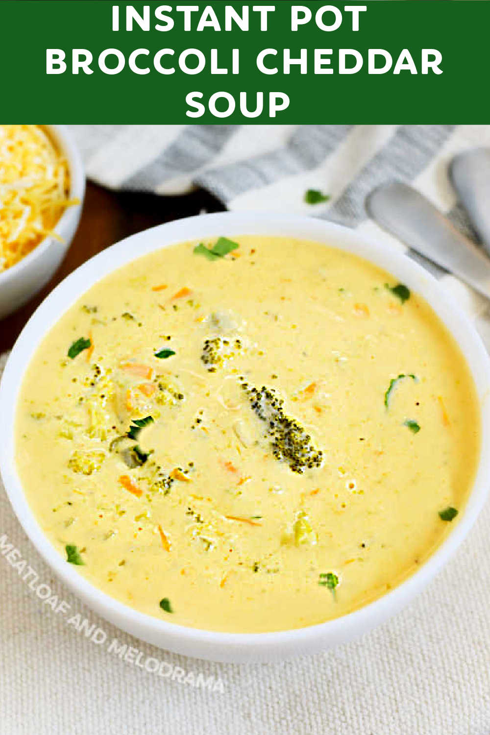 Instant Pot Broccoli Cheddar Cheese Soup is creamy, rich, thick and delicious. This pressure cooker soup recipe is better than Panera Bread. It's homemade and ready about 30 minutes! via @meamel