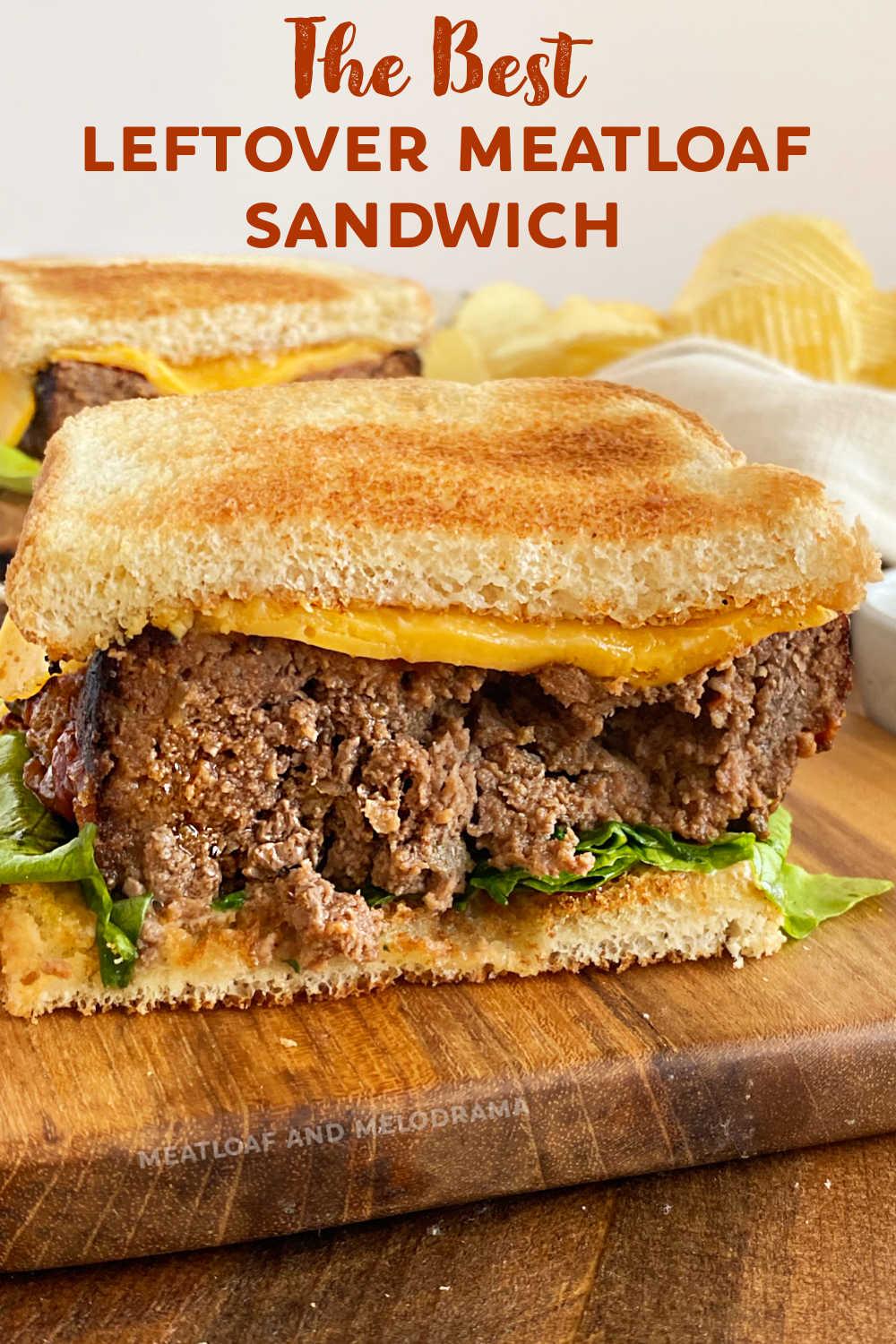 The Best Leftover Meatloaf Sandwich starts with a thick meatloaf slice served warm on toasted bread with a slice of cheese or 2 and your favorite toppings. This hot sandwich is perfect for a quick lunch or easy dinner. via @meamel