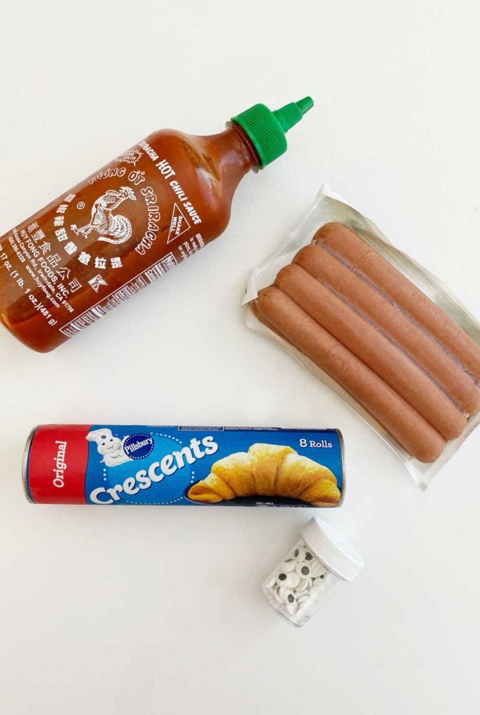 ingredients to make crescent mummy dogs