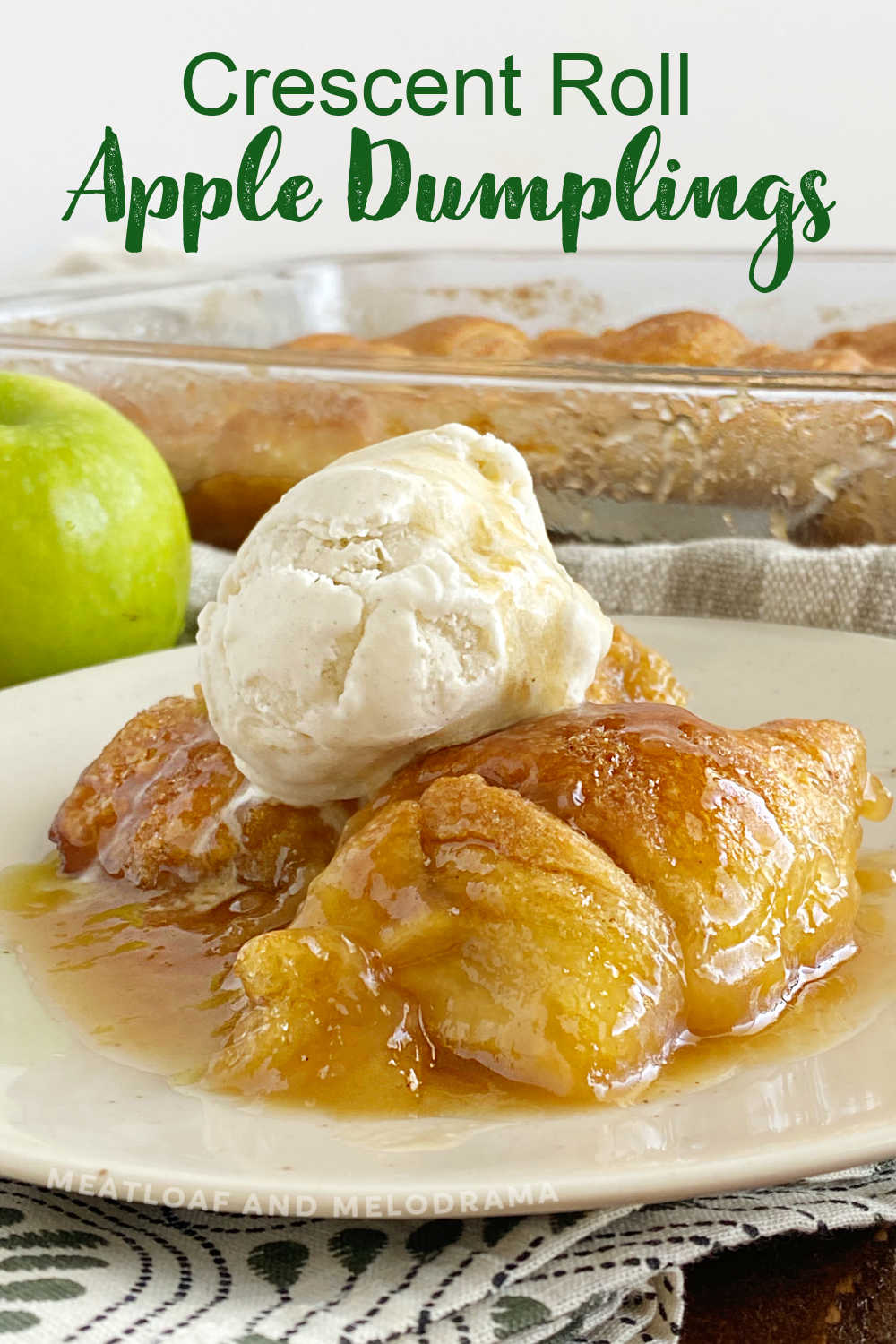 This Crescent Roll Apple Dumplings Recipe is a super easy fall dessert made with crescent roll dough and apple slices in a delicious caramel sauce. The secret ingredient in these easy apple dumplings is lemon lime soda (sprite or mountain dew). via @meamel