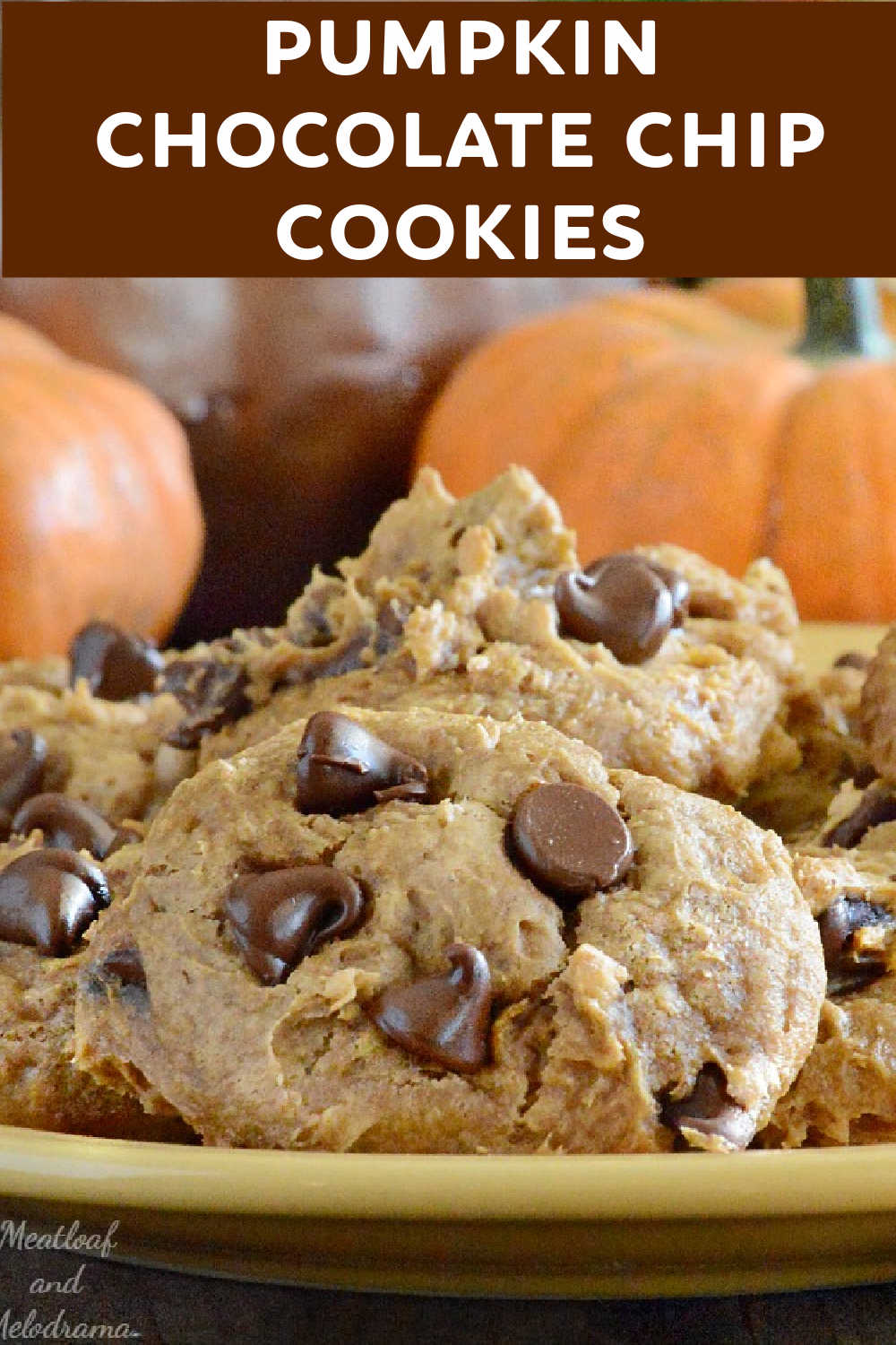 Make Pumpkin Chocolate Chip Cookies with spice cake mix and pumpkin puree! These cake mix cookies are soft, cakey and perfect for fall baking. Best of all, you only need 5 ingredients to make them! via @meamel
