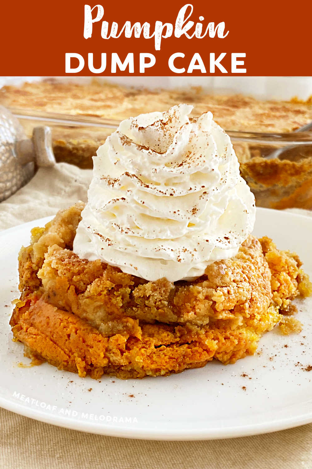 This Easy Pumpkin Dump Cake Recipe made with canned pumpkin and yellow cake mix is one of the easiest pumpkin desserts ever. This easy recipe is sure to be a family favorite, and it's perfect for fall gatherings and Thanksgiving! via @meamel