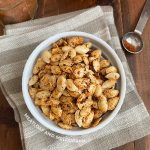 bowl of spicy roasted pumpkin seeds with taco seasoning